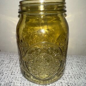 Vintage Style Yellow Glass Jar